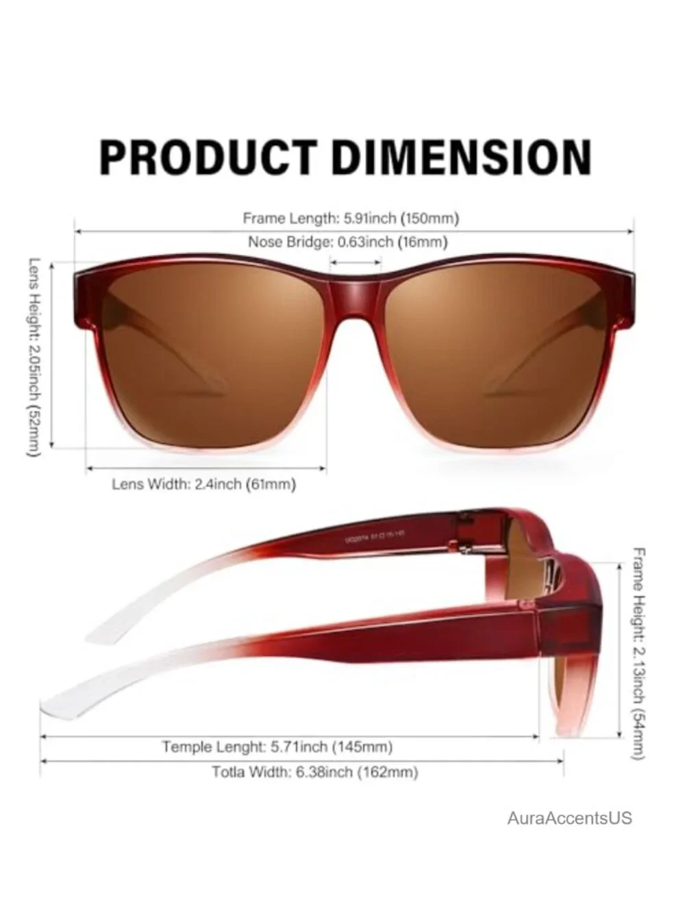 Polarized Fit Over Sunglasses Square UV400 Protection Unisex